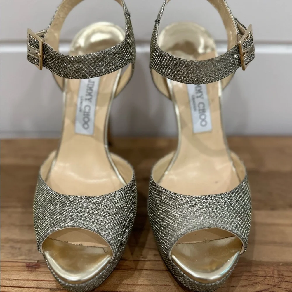 Jimmy Choo Metallic Kayden Bronze Platform Size 40 - Picture 3 of 8